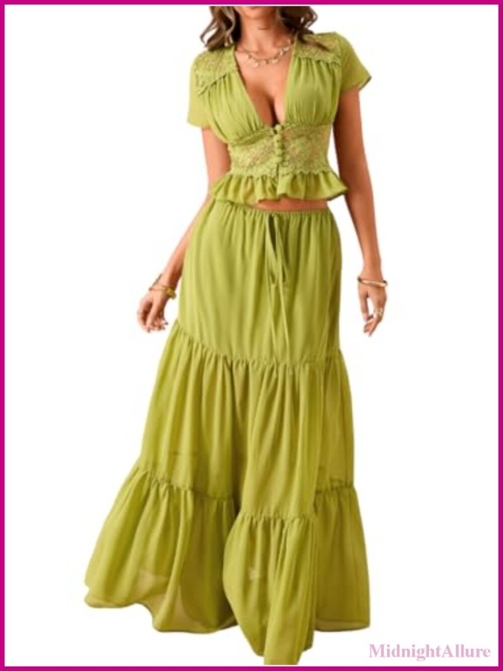 Women's Sexy Elegant Skirt Set Lightweight Chiffon Maxi 2 Piece Summer Beach